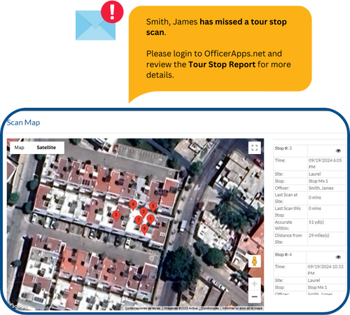 guard tour system tour scans report GPS verified missed officers checks 